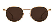 Ottica Mondello Roma - DITA - DTS482-A-03 - LINEAGE.68X - BRUSH WHITE GOLD - BURNT TIMBER - titanium, acetate - shape Round - Gold, brown - EYEWEAR - SUNGLASSES - Unisex,Uomo,Donna,Women,Men - lens Brown - Made In Japan