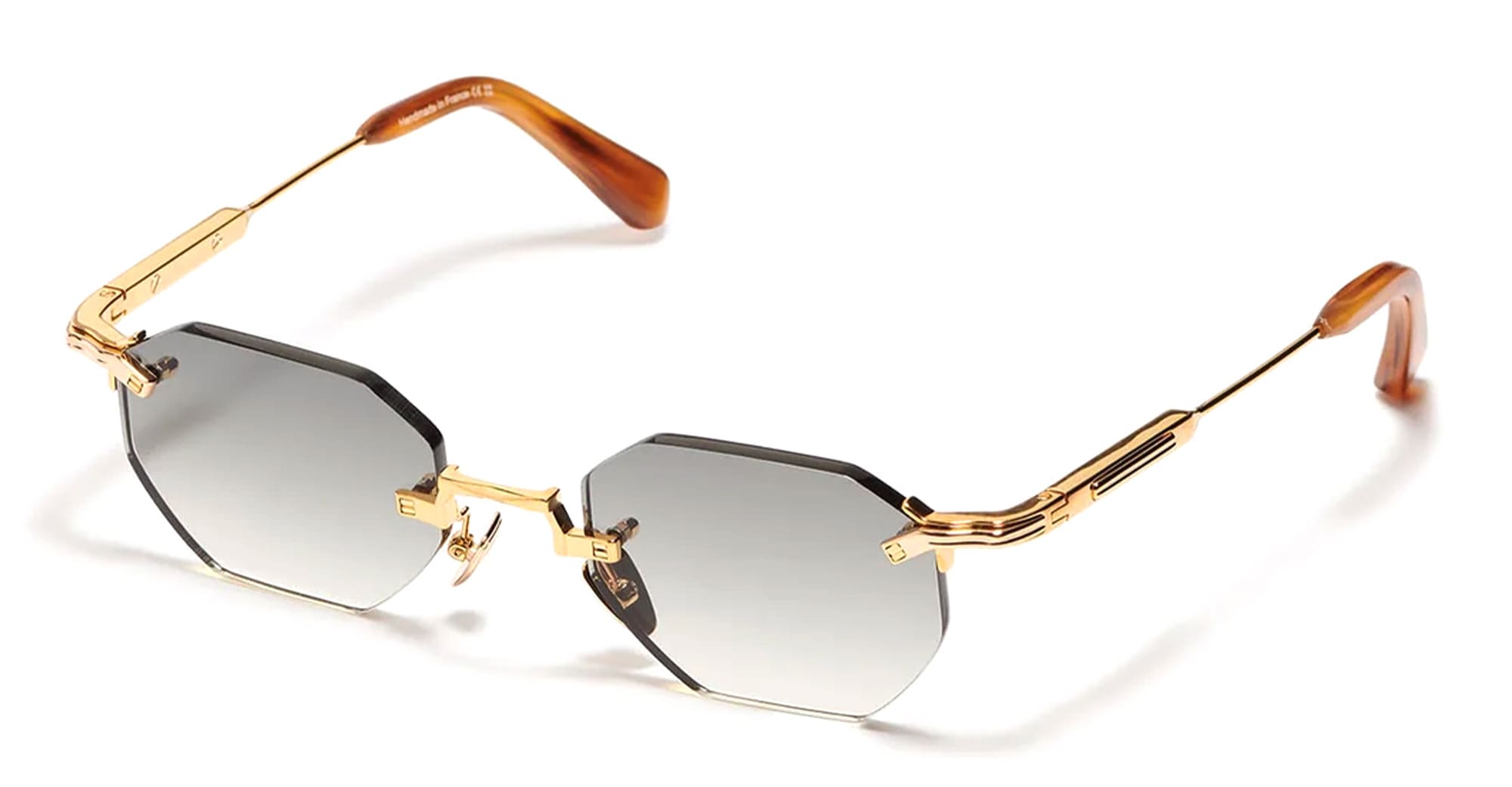 Ottica Mondello Roma - John Dalia - CURTIS-C408 - CURTIS - C408 YELLOW GOLD - stainless steel - shape Hexagonal - Gold - EYEWEAR - SUNGLASSES - Unisex,Uomo,Donna,Women,Men - lens Gradient grey - Made In France