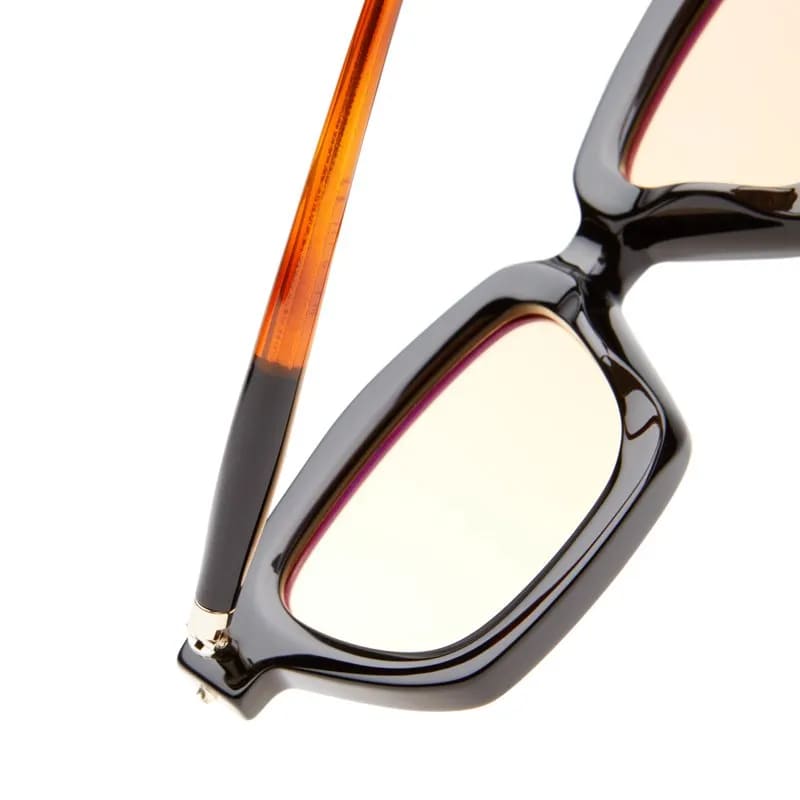 Ottica Mondello Roma - Kuboraum - KRSP25BT0000002R - MASK P25 BT - BLACK SHINE - Acetate - shape Rectangular - black, tortoise - EYEWEAR - SUNGLASSES - Unisex,Uomo,Donna,Women,Men - lens orange - Made In Italy