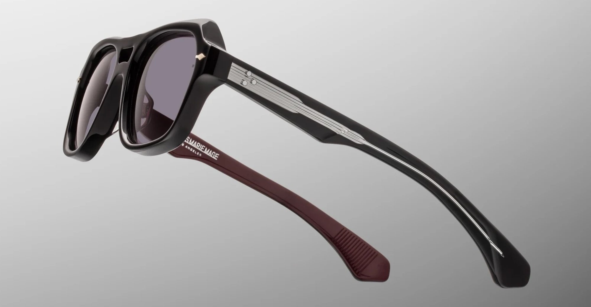 Ottica Mondello Roma - Jacques Marie Mage - JMMTAM-6P - TAMERLIS - BLOODSTONE - Acetate - shape Squared - Black, Red - EYEWEAR - SUNGLASSES - Unisex,Uomo,Donna,Women,Men - lens Grey - Made In Japan