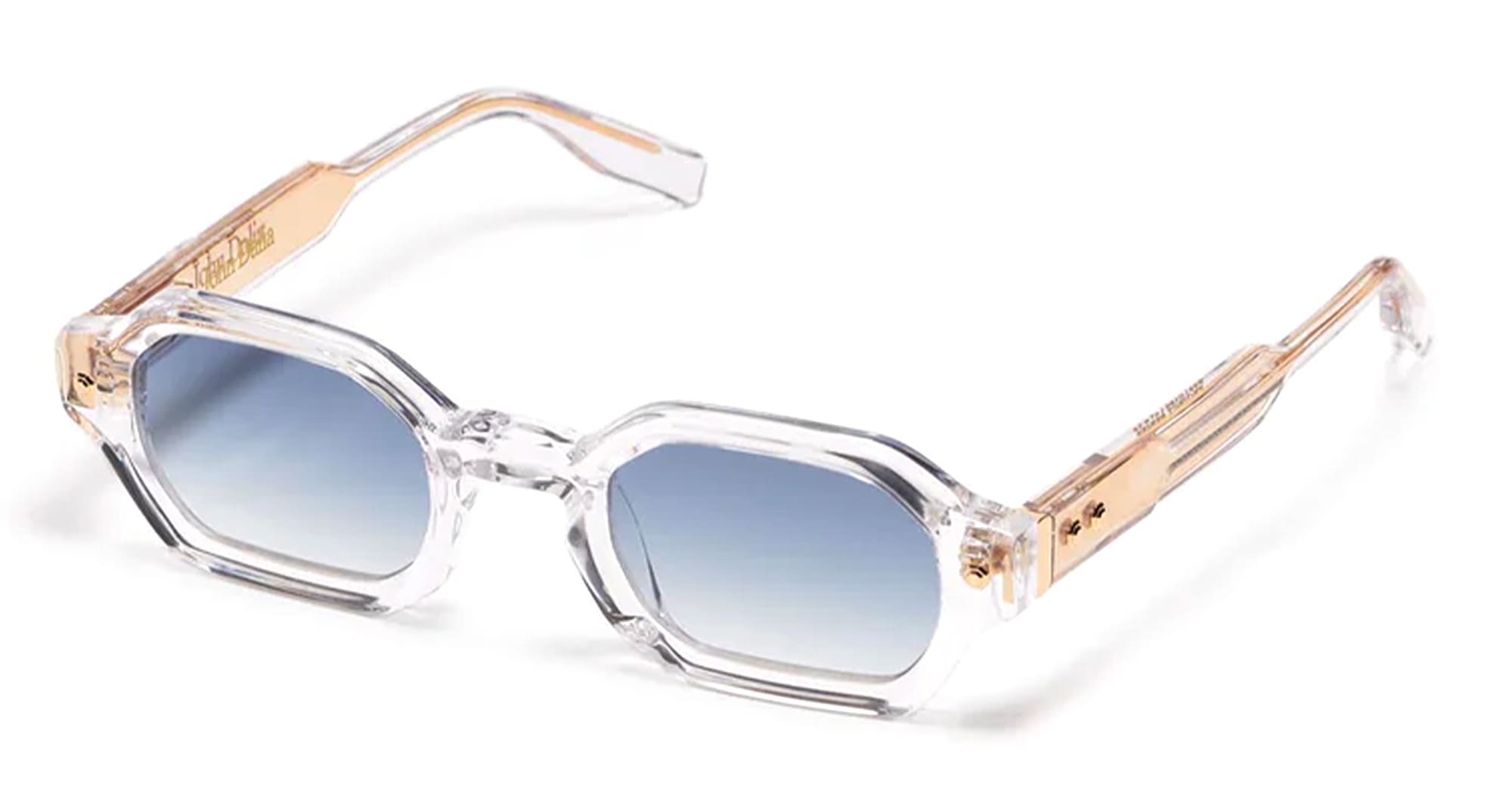 Ottica Mondello Roma - John Dalia - P05-C190 - PROJECT 05 C190 - Crystal / Yellow Gold - Acetate - shape Panto - crystal, gold - EYEWEAR - SUNGLASSES - Unisex,Uomo,Donna,Women,Men - lens Gradient blue - Made In France