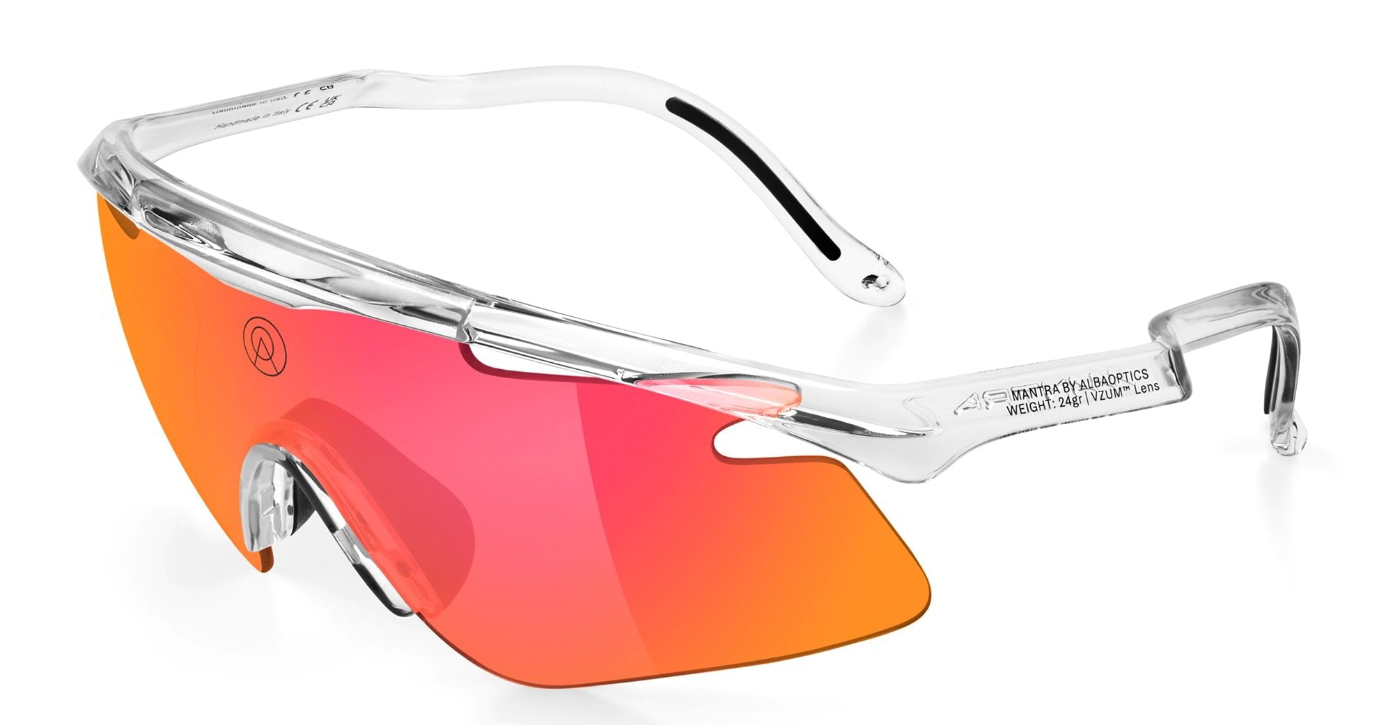 Ottica Mondello Roma - Alba Optics - 8050054518787 - MANTRA - CRYSTAL GLOSSY / VZUM F-LENS FIRE - Tr90 - shape Mask - Crystal - EYEWEAR - SUNGLASSES - Unisex,Uomo,Donna,Women,Men - lens red - Made In Italy