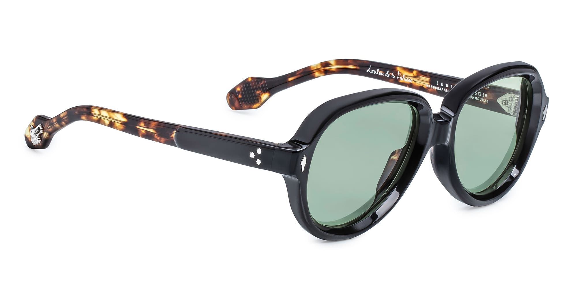 Ottica Mondello Roma - Jacques Marie Mage - JMMOU-K24 - LOUISE - LONDRES - Acetate - shape Round - black, tortoise - EYEWEAR - SUNGLASSES - Donna,Women - lens Green - Made In Japan