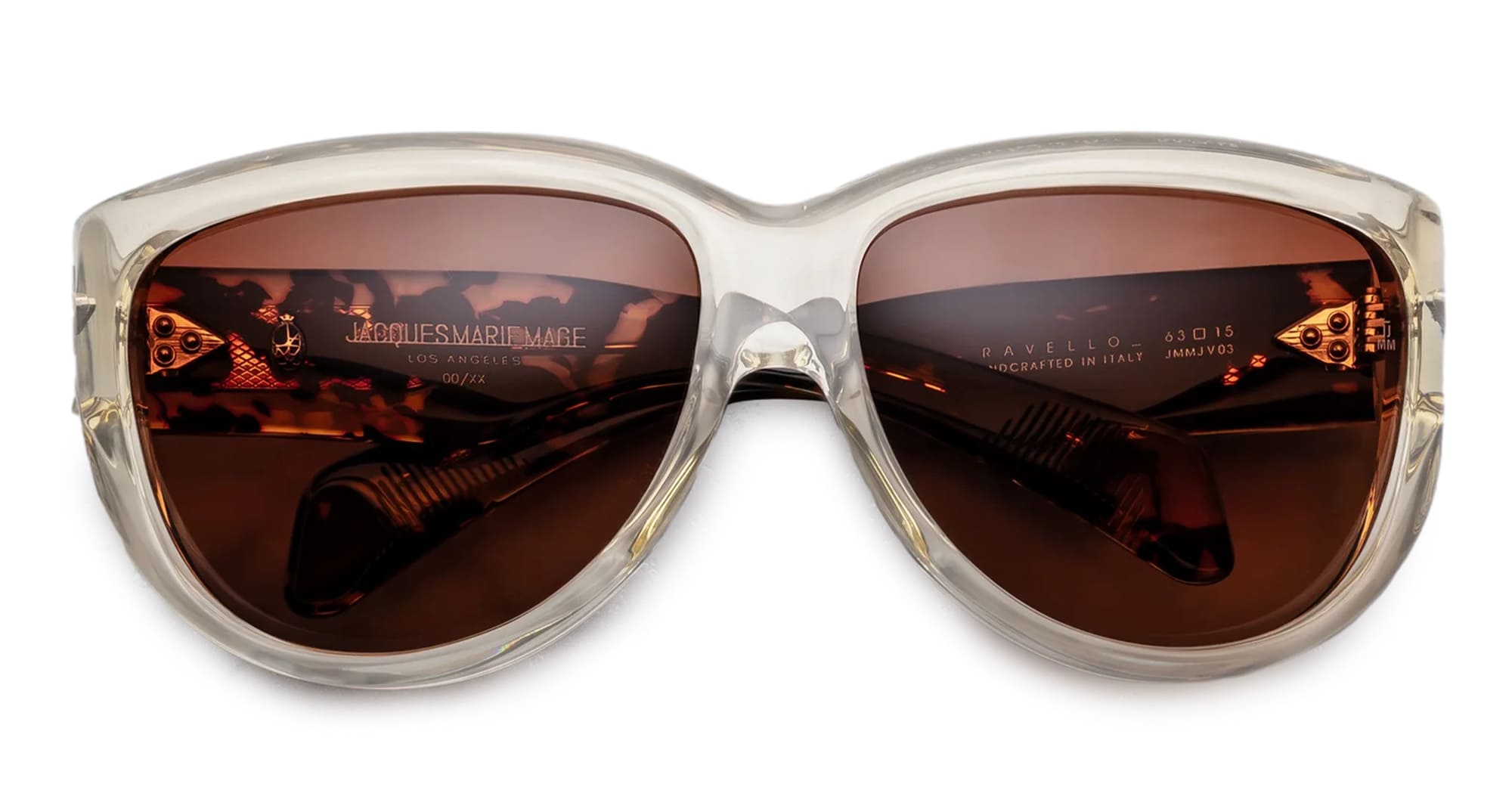 Ottica Mondello Roma - Jacques Marie Mage - JMMJV-03 - RAVELLO - DUN - Acetate - shape Round - black, beige, tortoise - EYEWEAR - SUNGLASSES - Unisex,Uomo,Donna,Women,Men - lens orange - Made In Italy