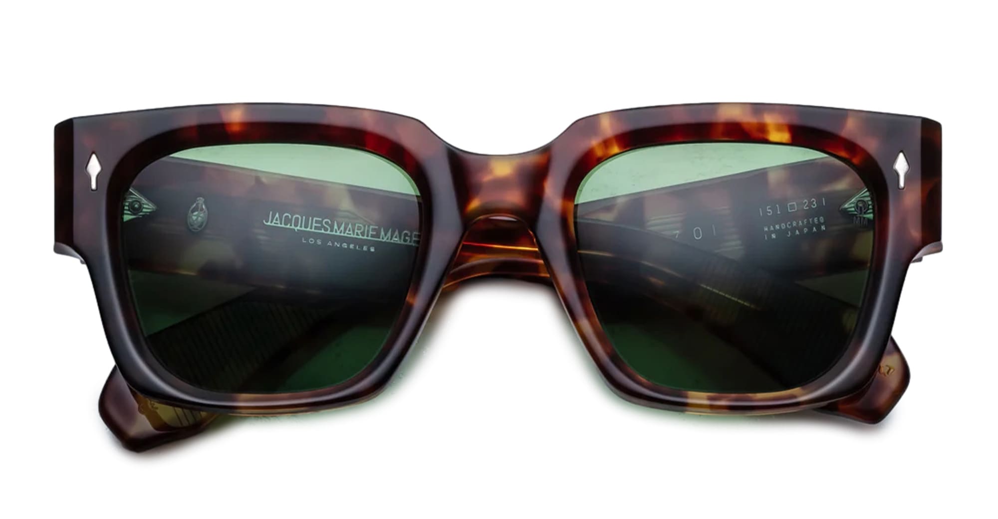 Ottica Mondello Roma - Jacques Marie Mage - JMMEZ-2Q - ENZO - BALTIC - Acetate - shape Squared - Havana - EYEWEAR - SUNGLASSES - Uomo,Men - lens Green - Made In Japan
