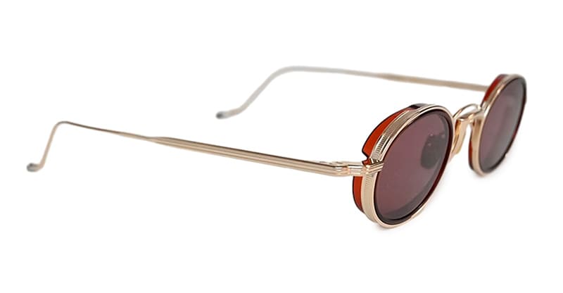 Ottica Mondello Roma - Jacques Marie Mage - JMMVD-22 - VARDA - CHAMPAGNE - Titanium - shape Oval - Gold - EYEWEAR - SUNGLASSES - Unisex,Uomo,Donna,Women,Men - lens burgundy - Made In Japan