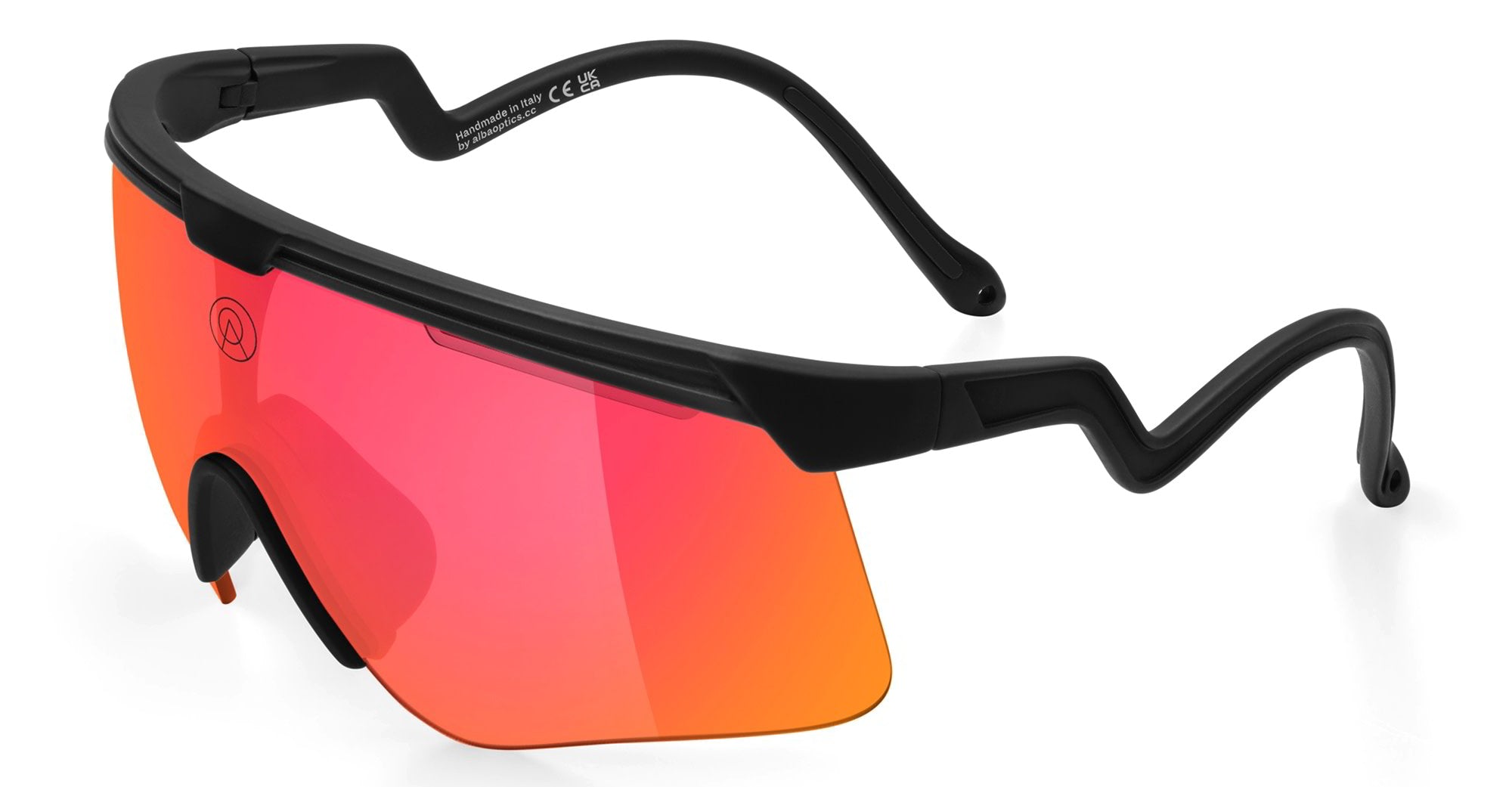 Ottica Mondello Roma - Alba Optics - 8050054518565 - DELTA - BLACK / VZUM F-LENS FIRE - Tr90 - shape Mask - Black - EYEWEAR - SUNGLASSES - Unisex,Uomo,Donna,Women,Men - lens red - Made In Italy