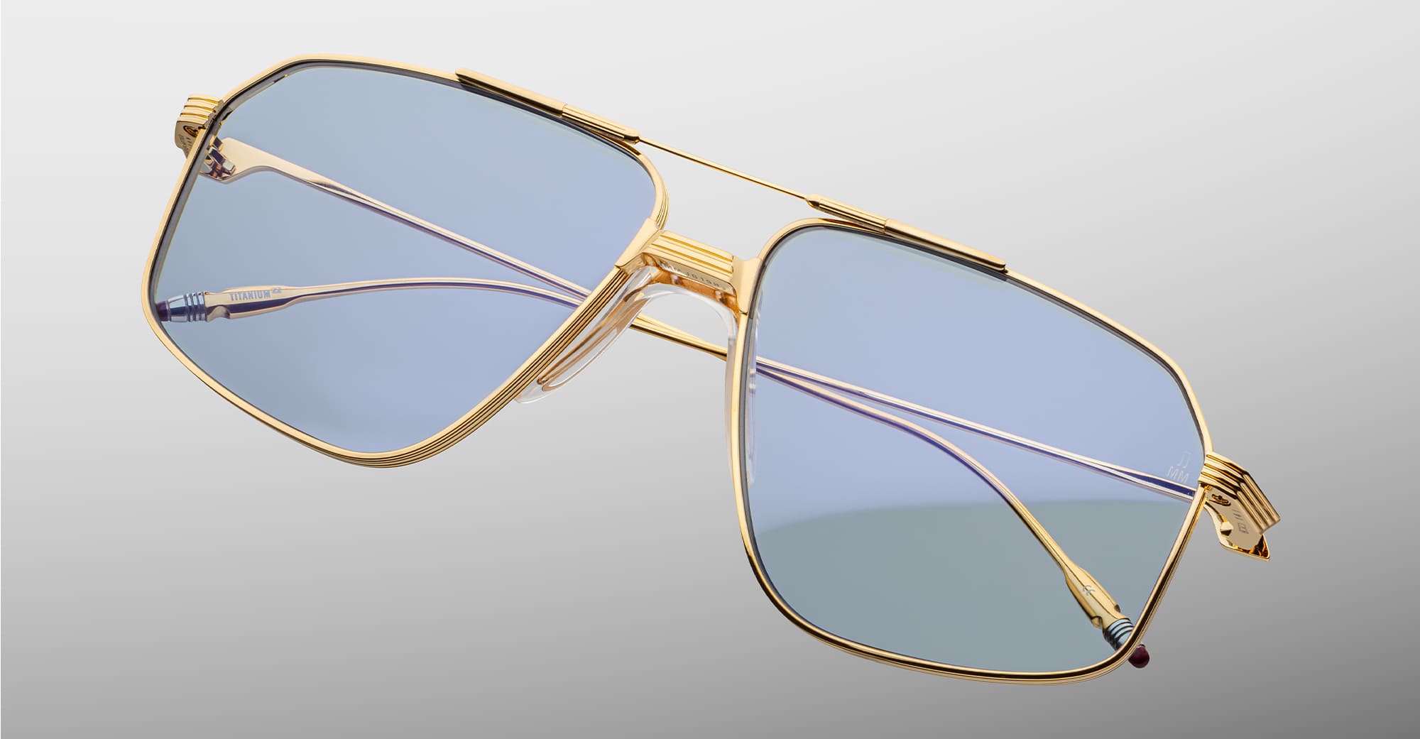 Ottica Mondello Roma - Jacques Marie Mage - JMMJG-19H - JAGGER - CIEL - Titanium - shape Aviator - Gold - EYEWEAR - SUNGLASSES - Unisex,Uomo,Donna,Women,Men - lens Blue - Made In Japan