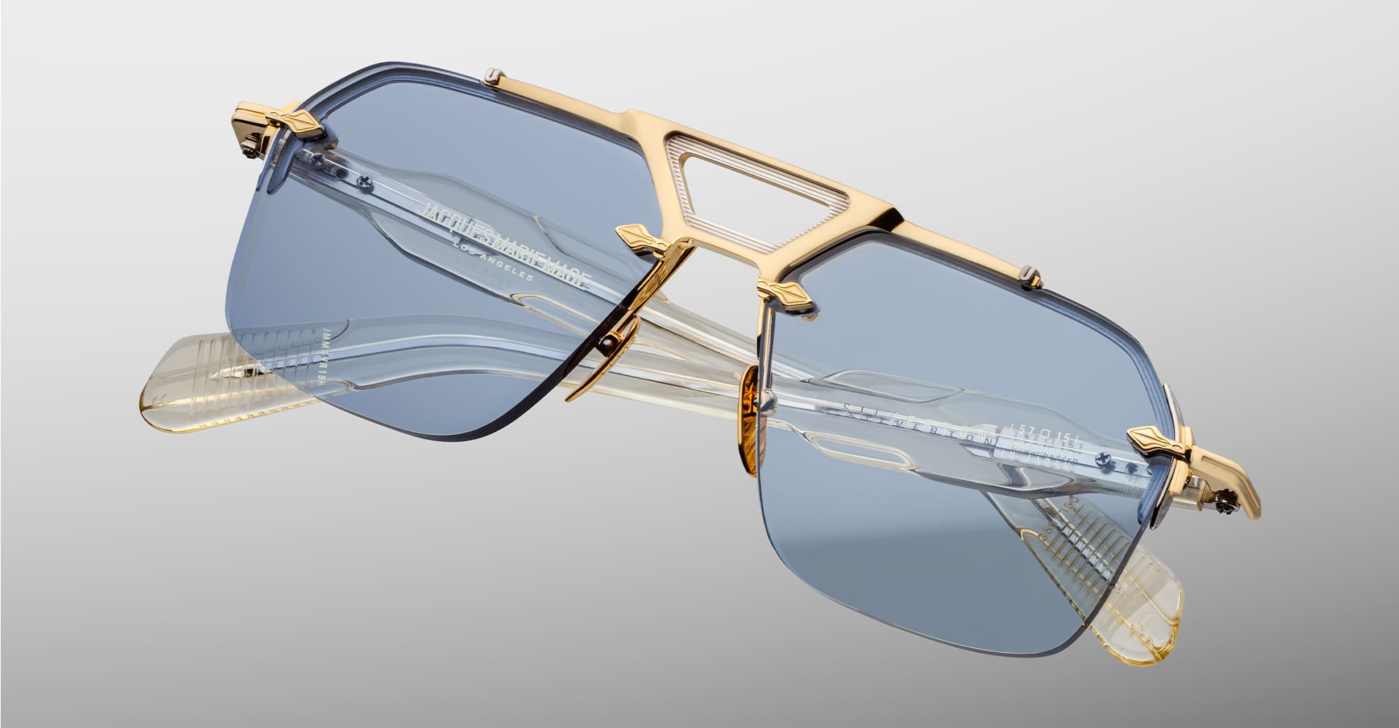 Ottica Mondello Roma - Jacques Marie Mage - JMMSVR-19H - SILVERTON - CIEL - Acetate, titanium - shape Squared - Gold - EYEWEAR - SUNGLASSES - Unisex,Uomo,Donna,Women,Men - lens Blue - Made In Japan