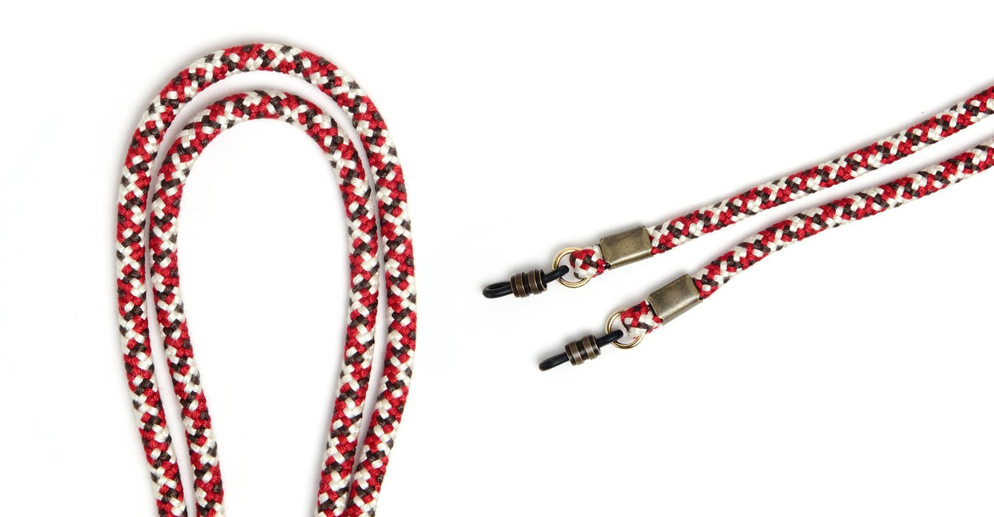 Silk cord - red / brown / white