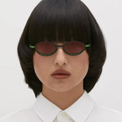 Ottica Mondello Roma - Kuboraum - KRSH18HB0000004R - MASK H18 HB - HAMBURGER BAHNHOF - Metal - shape Oval - green - EYEWEAR - SUNGLASSES - Unisex,Uomo,Donna,Women,Men - lens Gradient blue - Made In Italy