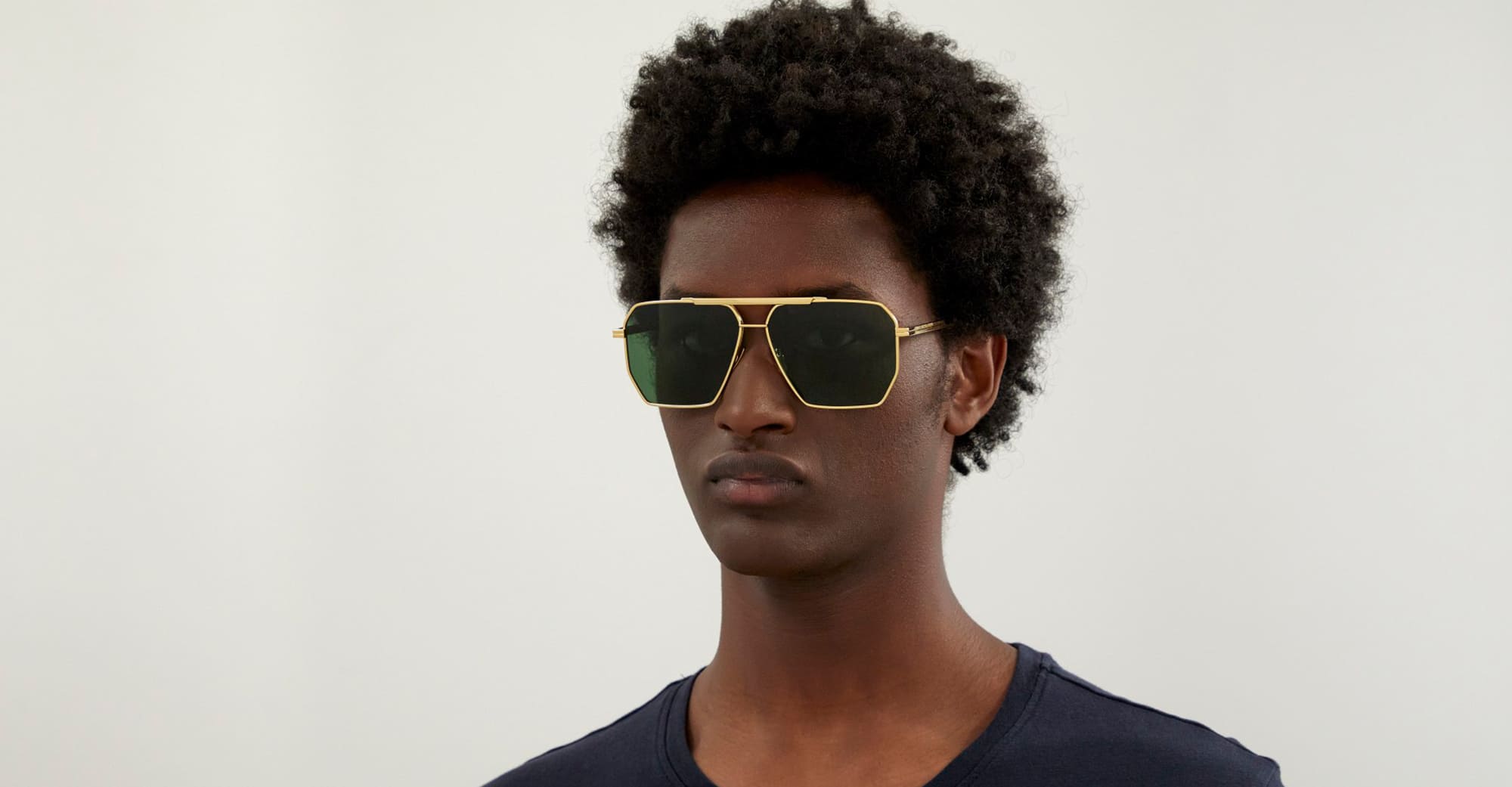 Ottica Mondello Roma - Bottega Veneta - BV1012S-004 - BV1012S-004 - GOLD / GREEN LENS - Metal - shape Squared - Gold - EYEWEAR - SUNGLASSES - Unisex,Uomo,Donna,Women,Men - lens Green - Made In Italy
