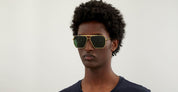 Ottica Mondello Roma - Bottega Veneta - BV1012S-004 - BV1012S-004 - GOLD / GREEN LENS - Metal - shape Squared - Gold - EYEWEAR - SUNGLASSES - Unisex,Uomo,Donna,Women,Men - lens Green - Made In Italy