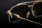 Ottica Mondello Roma - DITA - DTS484-A-01 - LINEAGE.99X - YELLOW GOLD / BLACK IRON - titanium, acetate - shape Navigator - gold, black - EYEWEAR - SUNGLASSES - Unisex,Uomo,Donna,Women,Men - lens Gradient brown - Made In Japan