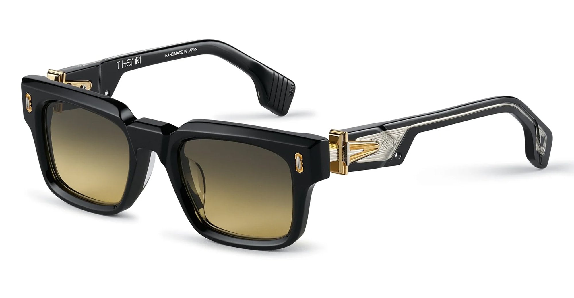 Ottica Mondello Roma - T HENRI - ELAB - ELVA - SHADOW II - Acetate - shape Squared - Black - EYEWEAR - SUNGLASSES - Unisex,Uomo,Donna,Women,Men - lens gradient yellow - Made In Japan