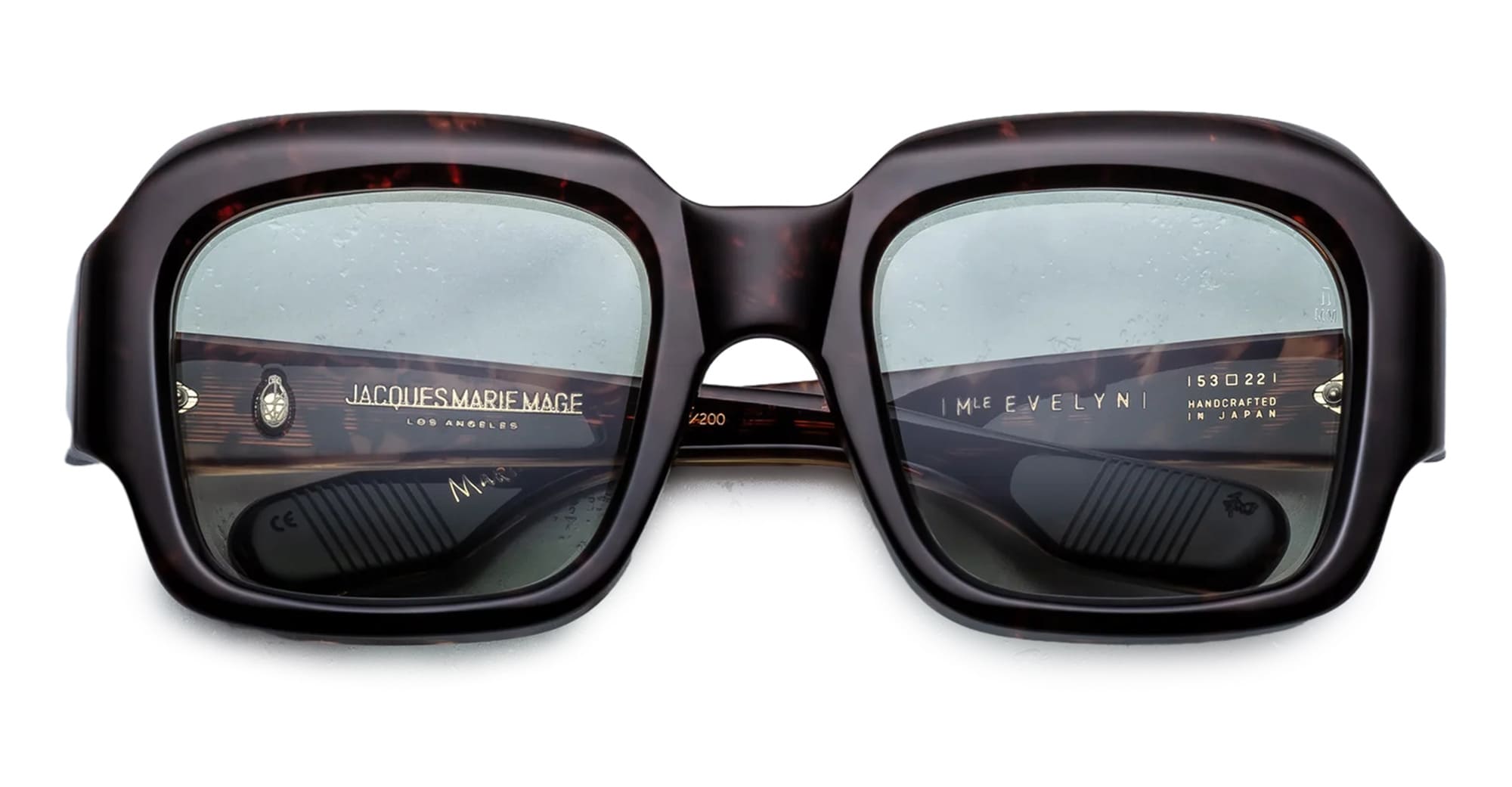 Ottica Mondello Roma - Jacques Marie Mage - JMMMF-H19 - MARIANNE FAITHFULL: EVELYN - YESTERDAY - Acetate - shape Squared - Tortoise - EYEWEAR - SUNGLASSES - Donna,Women - lens light bottle green - Made In Japan