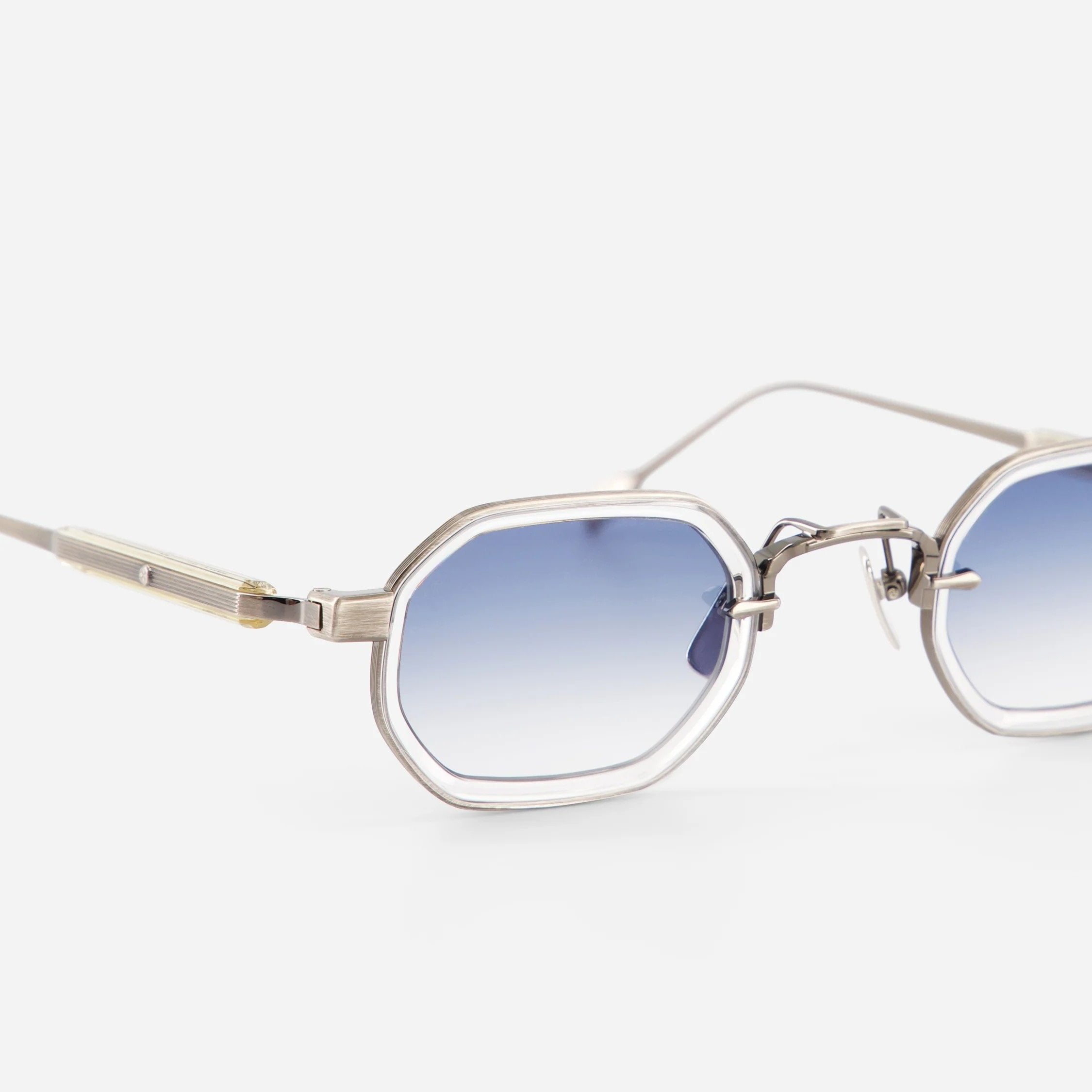 Ottica Mondello Roma - Sato - Erakis-AS-C-1 - ERAKIS - Antique Silver / Crystal - Acetate, titanium - shape Hexagonal - Silver - EYEWEAR - SUNGLASSES - Unisex,Uomo,Donna,Women,Men - lens Gradient blue - Made In Japan