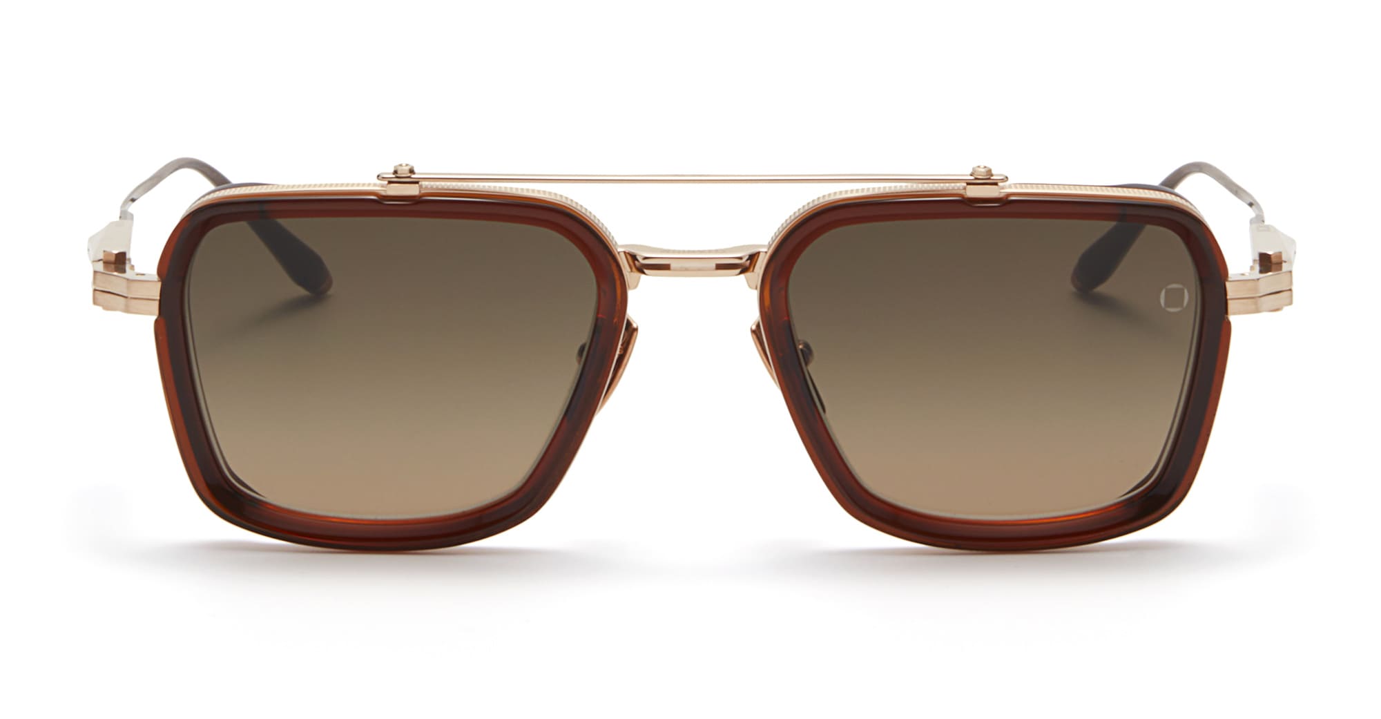  DARK BROWN - Acetate, titanium - shape Navigator - Gold, brown - EYEWEAR - SUNGLASSES - Uomo,Men - lens dark brown - Made In Japan