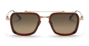 Ottica Mondello Roma - Akoni - AKS-507C-51 - SOLIS - WHITE GOLD / DARK BROWN - Acetate, titanium - shape Navigator - Gold, brown - EYEWEAR - SUNGLASSES - Uomo,Men - lens dark brown - Made In Japan