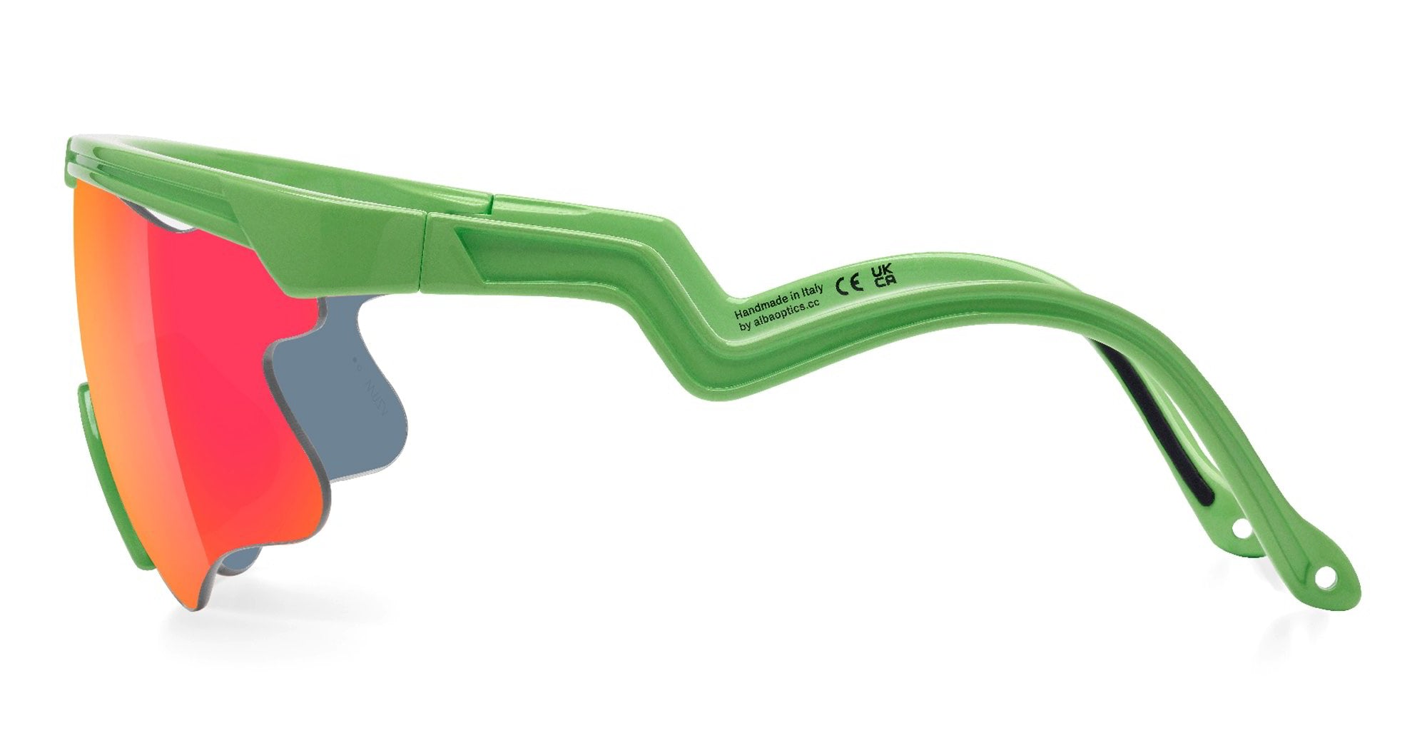 Ottica Mondello Roma - Alba Optics - 8050054518442 - DELTA LEI - PISTACHIO / VZUM F-LENS FIRE - Tr90 - shape Mask - green - EYEWEAR - SUNGLASSES - Unisex,Uomo,Donna,Women,Men - lens red - Made In Italy