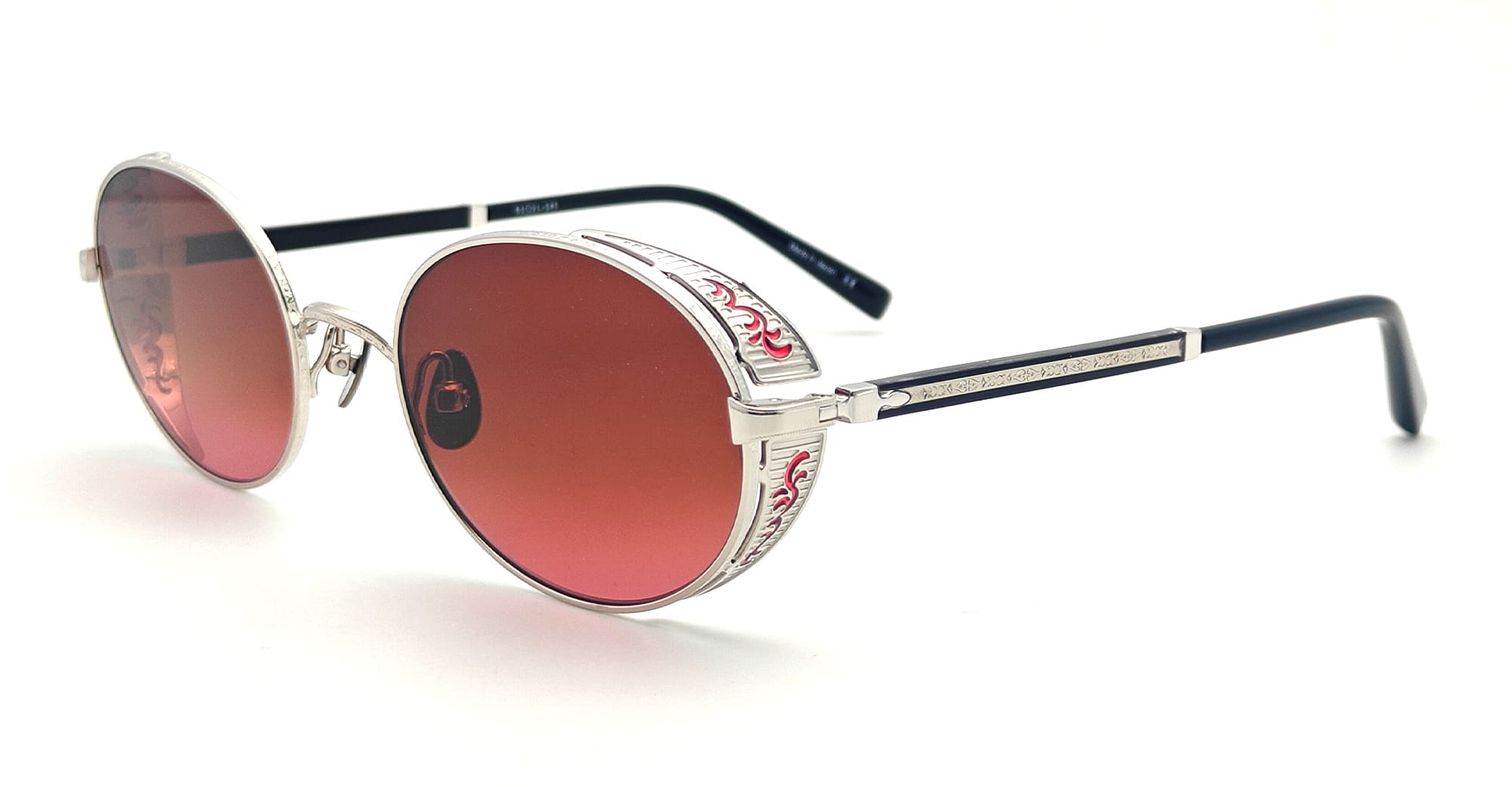 Ottica Mondello Roma - Matsuda - M3137.SG.PW.RED.51 - M3137 - PALLADIUM WHITE / RED COPPER - Titanium - shape Oval - Silver - EYEWEAR - SUNGLASSES - Unisex,Uomo,Donna,Women,Men - lens red - Made In Japan