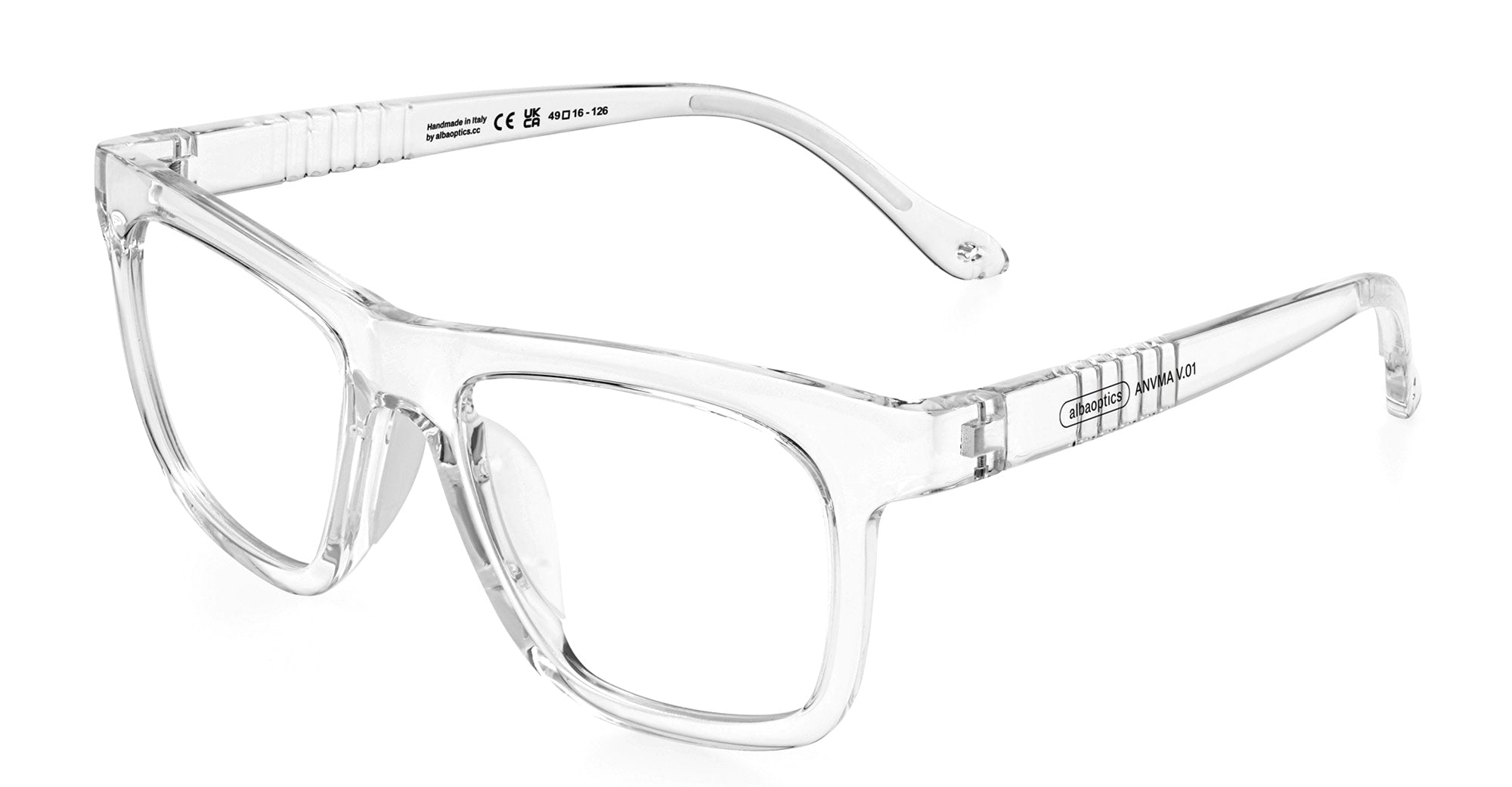 Ottica Mondello Roma - Alba Optics - 8050054517148 - ANVMA V.01 - CRYSTAL GLOSSY RX - Tr90 - shape Squared - Crystal - EYEWEAR - EYEGLASSES - Unisex,Uomo,Donna,Women,Men - lens Clear - Made In Italy