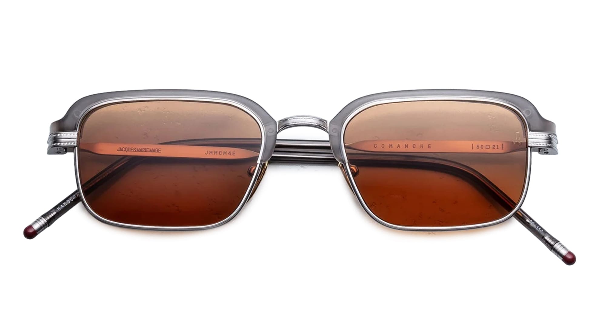 Ottica Mondello Roma - Jacques Marie Mage - JMMCM-4E - COMANCHE - TEMPEST - Titanium - shape Rectangular - Silver - EYEWEAR - SUNGLASSES - Unisex,Uomo,Donna,Women,Men - lens orange - Made In Japan
