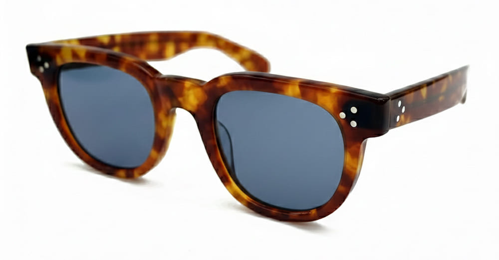  DARK BLUE LENS - Acetate - shape Round - Tortoise - EYEWEAR - SUNGLASSES - Unisex,Uomo,Donna,Women,Men - lens Blue - Made In Japan