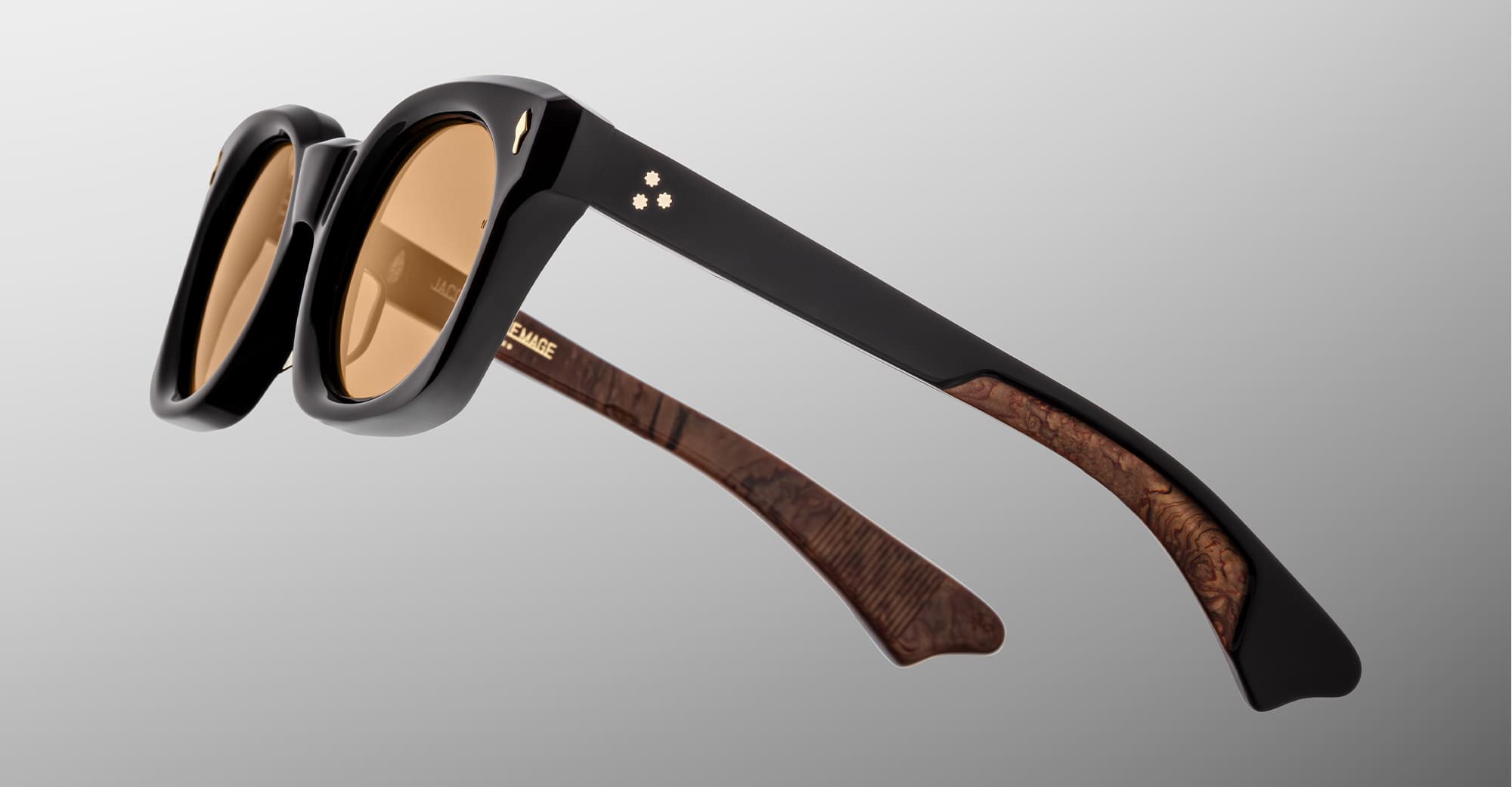 Ottica Mondello Roma - Jacques Marie Mage - JMMLG-10A - ELMYR - NOIR X - titanium, acetate - shape Panto - Black - EYEWEAR - SUNGLASSES - Unisex,Uomo,Donna,Women,Men - lens orange - Made In Japan