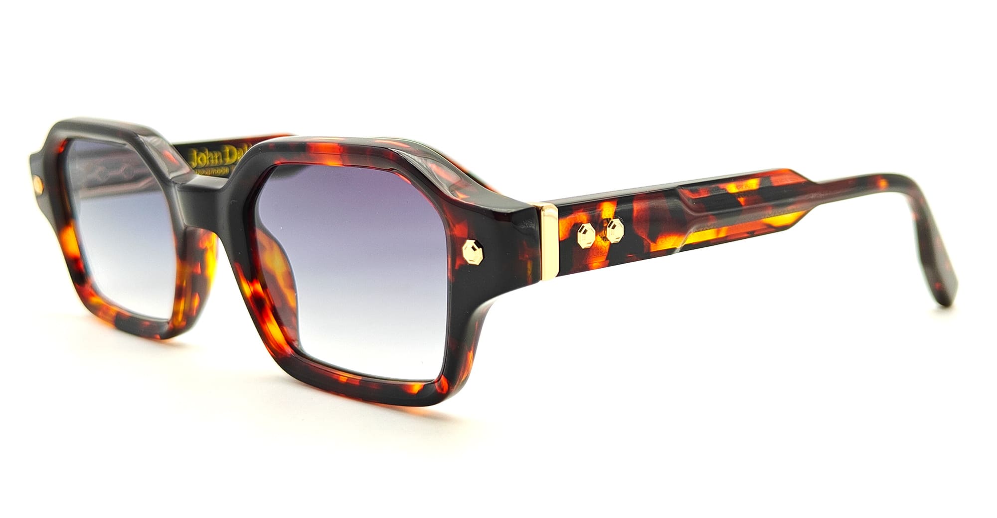  Yellow Gold - Acetate - shape Squared - havana, gold - EYEWEAR - SUNGLASSES - Unisex,Uomo,Donna,Women,Men - lens Gradient blue - Made In France