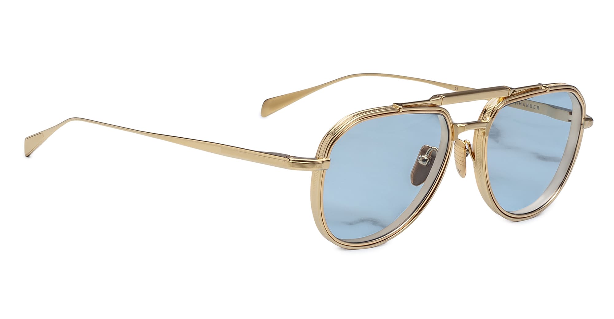 Ottica Mondello Roma - Jacques Marie Mage - JMMMD-19H - COMMANDER - CIEL - Titanium - shape Aviator - Gold - EYEWEAR - SUNGLASSES - Unisex,Uomo,Donna,Women,Men - lens Blue - Made In Japan