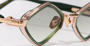 Ottica Mondello Roma - John Dalia - LANA-C432 - LANA - C432 Dark Green Translucid - Rose Gold - titanium, acetate - shape Diamond - green, gold - EYEWEAR - SUNGLASSES - Unisex,Uomo,Donna,Women,Men - lens Gradient green - Made In France