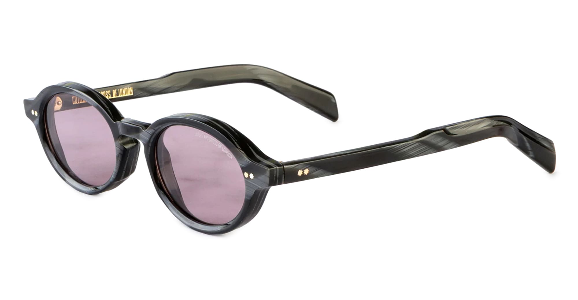 Ottica Mondello Roma - Cutler and Gross - CGSN-GR13-49-01 - GR13 - BLACK HORN - Acetate - shape Oval - Black - EYEWEAR - SUNGLASSES - Unisex,Uomo,Donna,Women,Men - lens purple - Made In Italy