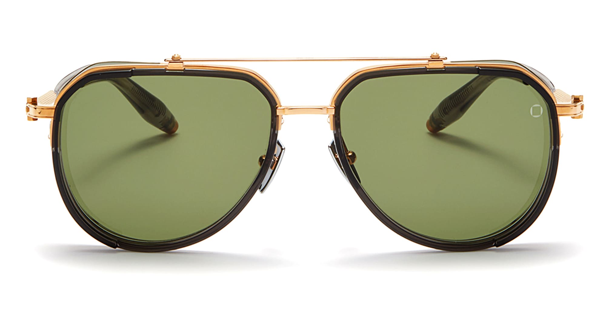  DARK GREY CRYSTAL - Acetate, titanium - shape Pilot - gold, grey - EYEWEAR - SUNGLASSES - Uomo,Men - lens Green - Made In Japan
