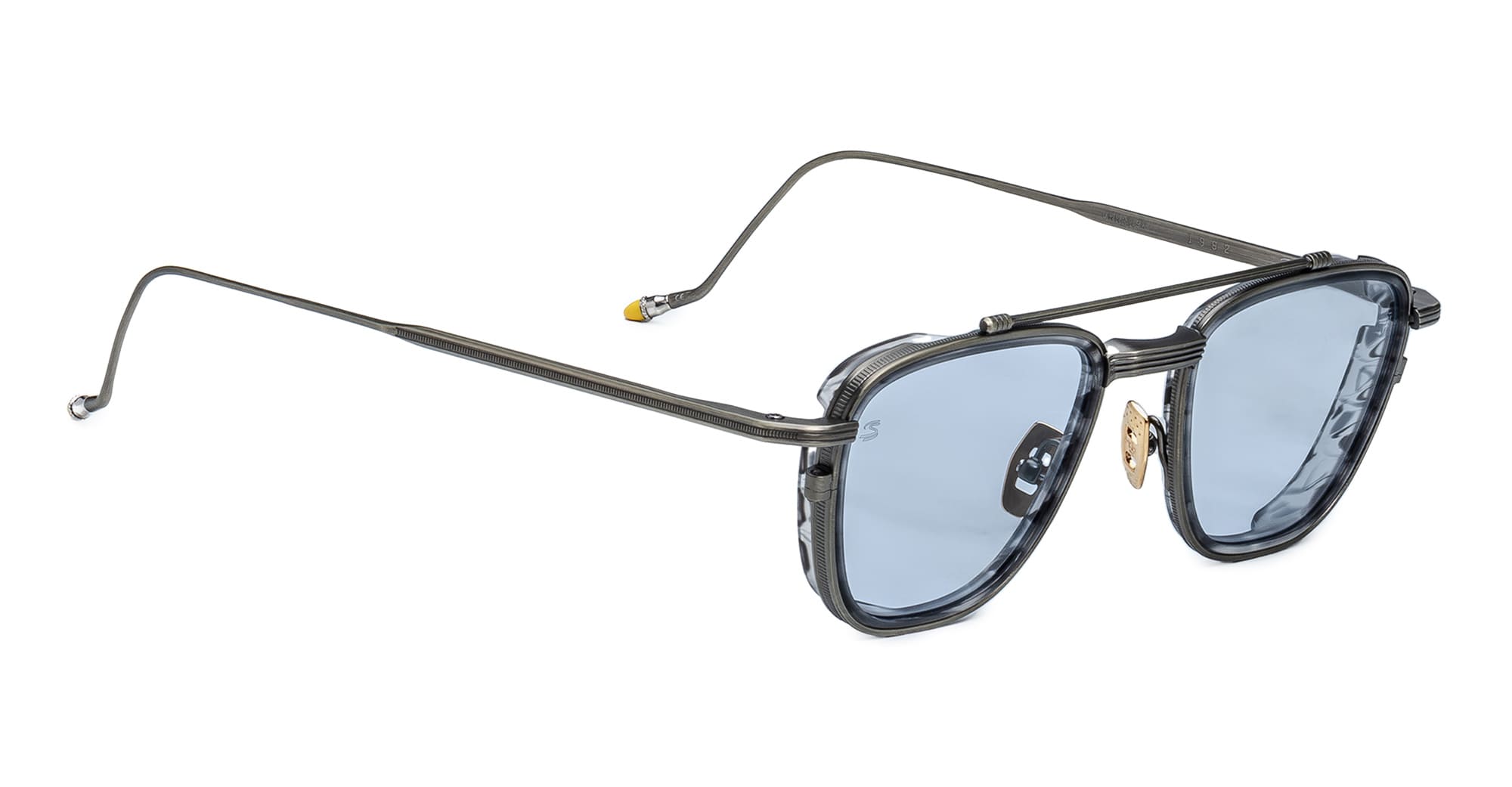 Ottica Mondello Roma - Jacques Marie Mage - JMMAZ-19H - AYRTON SENNA BY JMM: 1992 in ANTIQUE GUNMETAL - Titanium - shape Pilot - grey - EYEWEAR - SUNGLASSES - Unisex,Uomo,Donna,Women,Men - lens Blue - Made In Japan
