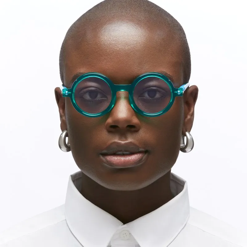 Ottica Mondello Roma - Kuboraum - KRS0P1SEA000002L - MASK P1 - SEA - Acetate - shape Round - green - EYEWEAR - SUNGLASSES - Unisex,Uomo,Donna,Women,Men - lens light blue - Made In Italy