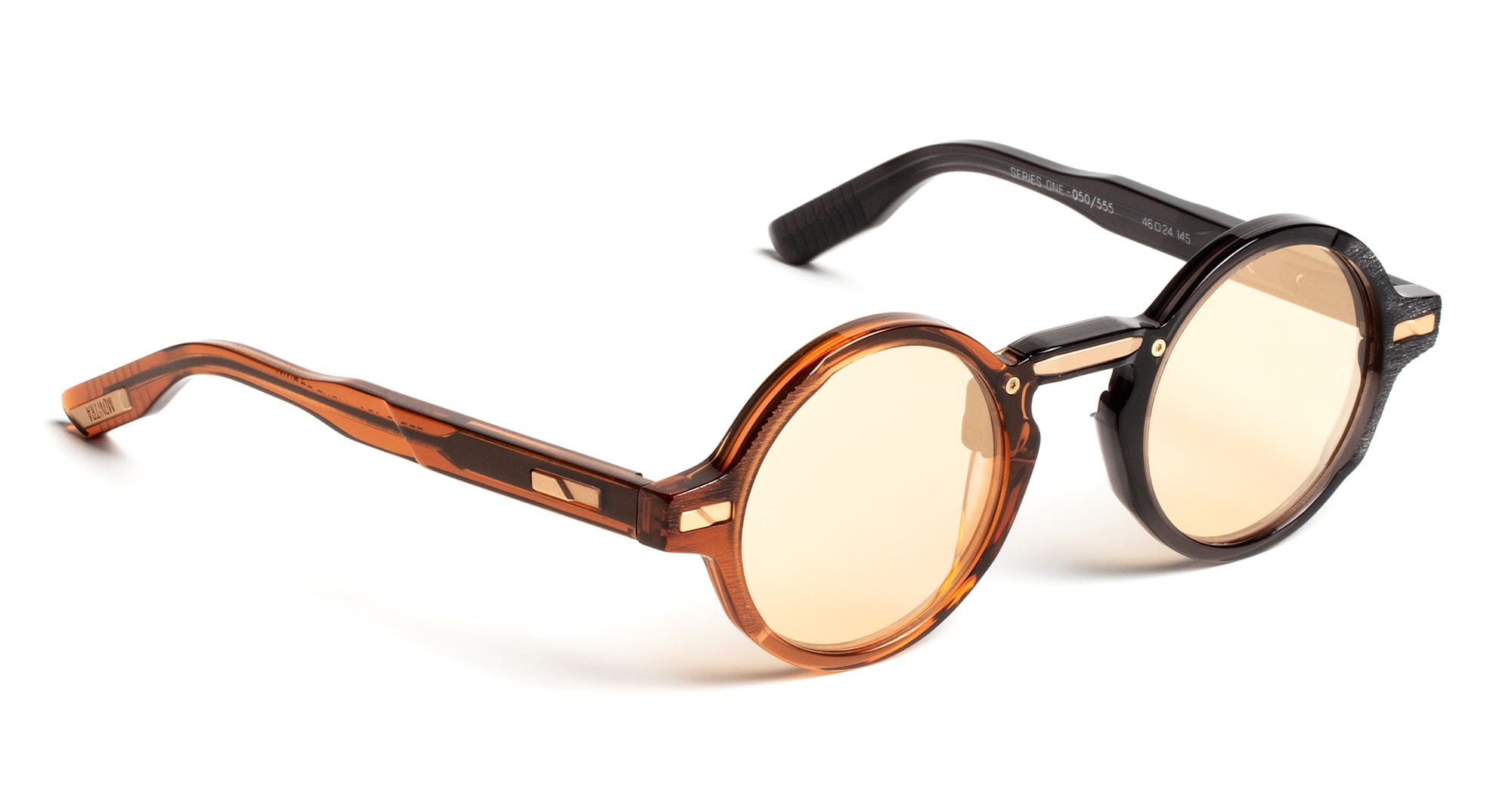  GOLD LENS - Acetate - shape Round - black, brown - EYEWEAR - SUNGLASSES - Uomo,Men - lens Gold - Made In Italy