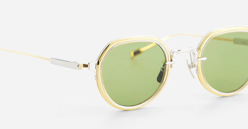 Ottica Mondello Roma - Sato - Belel-II-P-YG-1 - BELEL II - Platinum / Yellow Gold - Titanium - shape Round - silver, gold - EYEWEAR - SUNGLASSES - Unisex,Uomo,Donna,Women,Men - lens Green - Made In Japan