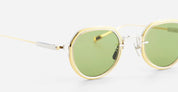 Ottica Mondello Roma - Sato - Belel-II-P-YG-1 - BELEL II - Platinum / Yellow Gold - Titanium - shape Round - silver, gold - EYEWEAR - SUNGLASSES - Unisex,Uomo,Donna,Women,Men - lens Green - Made In Japan