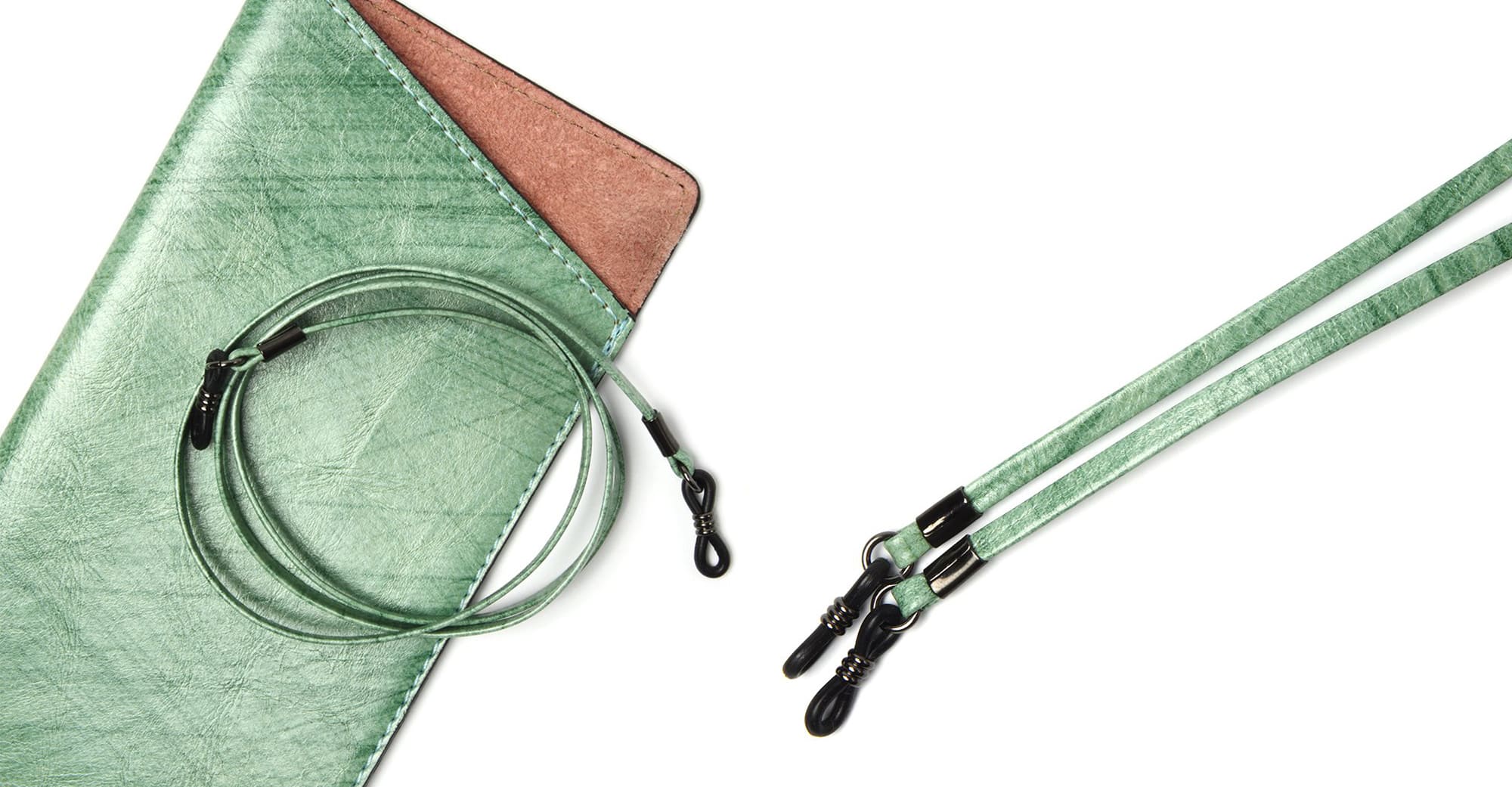 Leather cord brush art glass - green