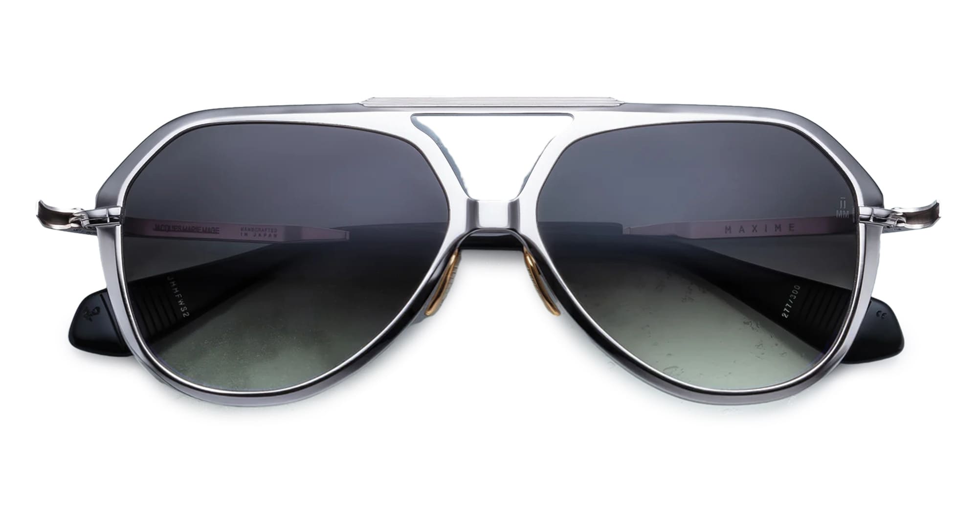 Ottica Mondello Roma - Jacques Marie Mage - JMMFW-S2 - MAXIME - HARLEM - Acetate, titanium - shape Aviator - silver, black - EYEWEAR - SUNGLASSES - Unisex,Uomo,Donna,Women,Men - lens Gradient green - Made In Japan