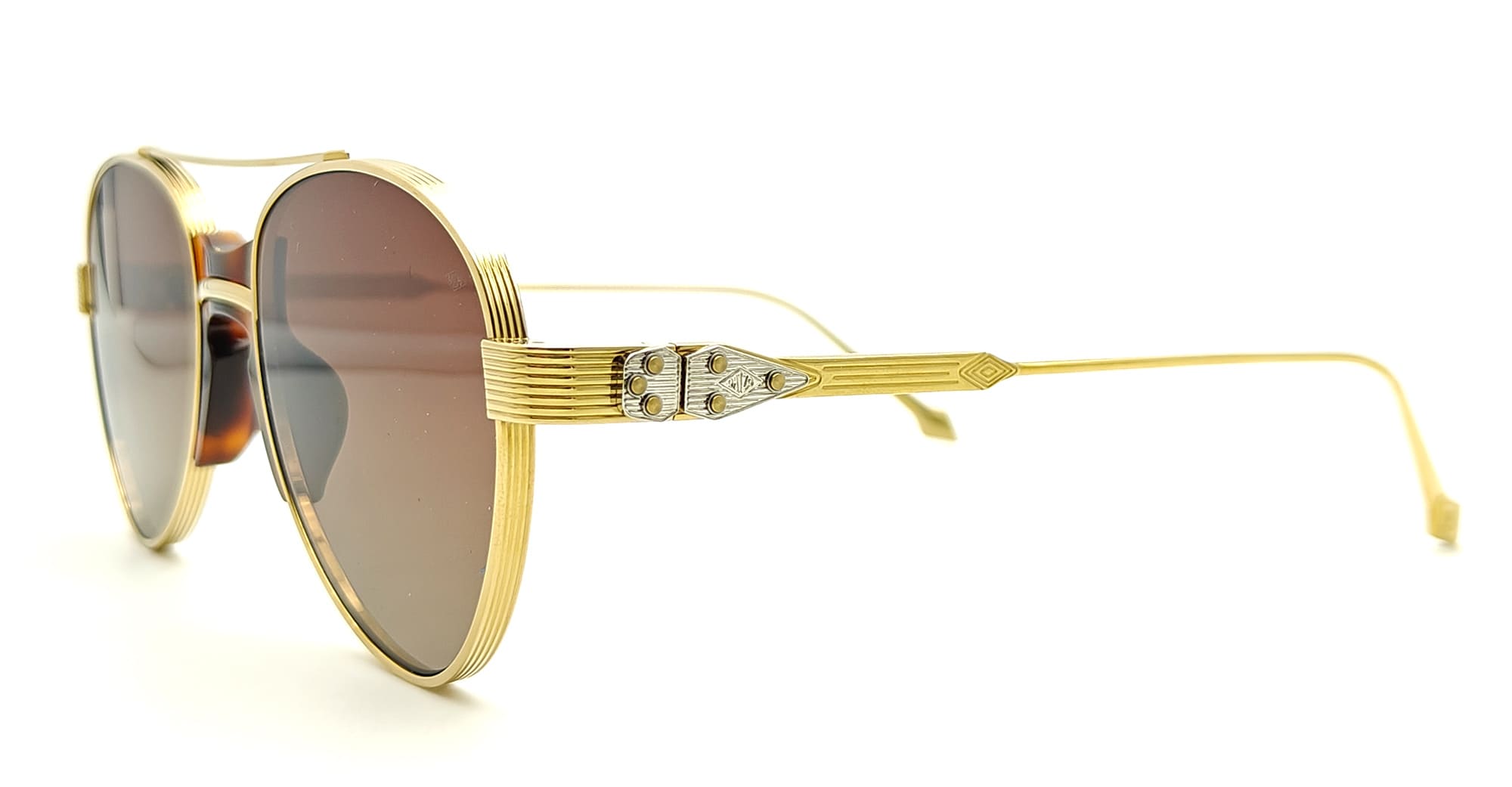  brown gradient lens - Titanium - shape Aviator - Havana - EYEWEAR - SUNGLASSES - Unisex,Uomo,Donna,Women,Men - lens Gradient brown - Made In Japan