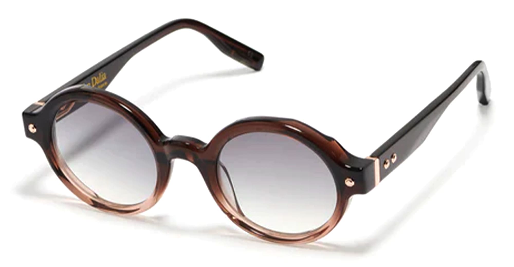 Ottica Mondello Roma - John Dalia - P13-C148-50 - Project 13 (50) - C148 Bicolore Brown - Rose Gold - Acetate - shape Round - brown, gold - EYEWEAR - SUNGLASSES - Unisex,Uomo,Donna,Women,Men - lens Gradient grey - Made In France