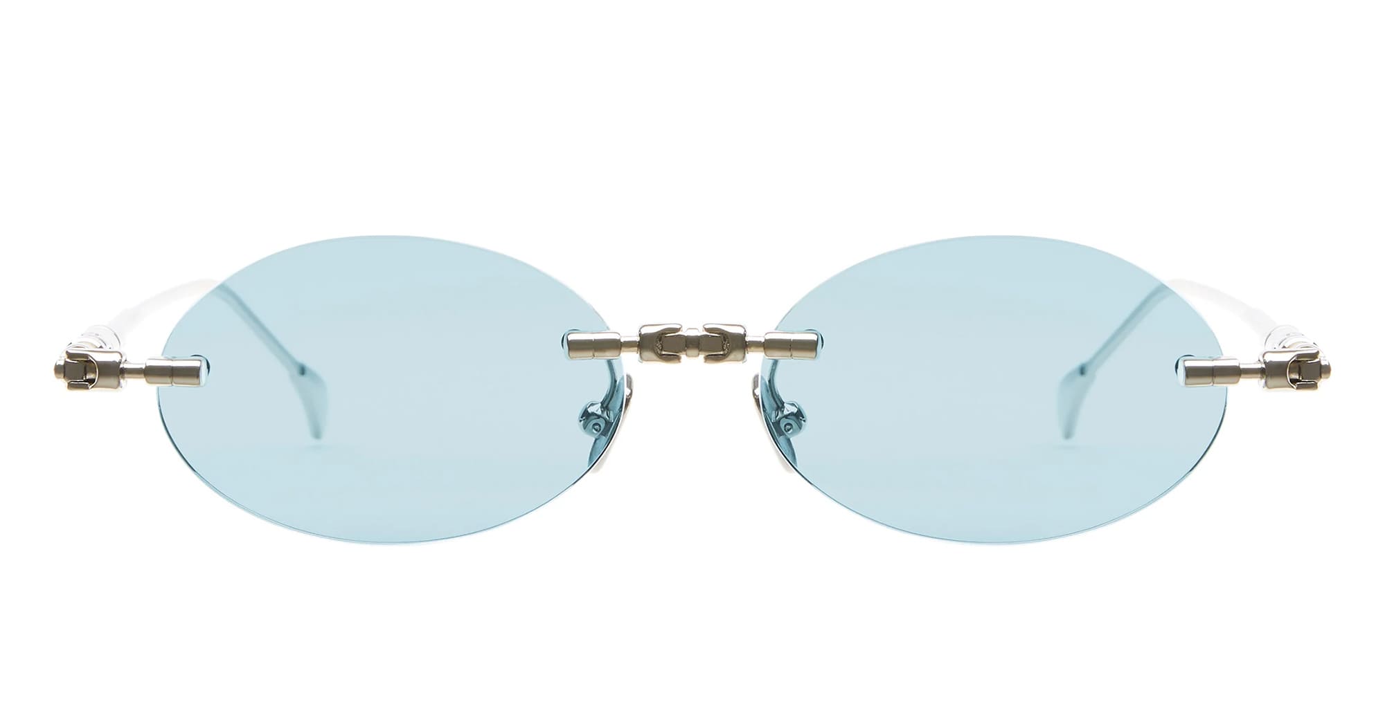 Ottica Mondello Roma - Kuboraum - KRSH62LG0000004E - MASK H62 LG - LIGHT GOLD - Metal - shape Oval - Gold - EYEWEAR - SUNGLASSES - Unisex,Uomo,Donna,Women,Men - lens Blue - Made In Italy