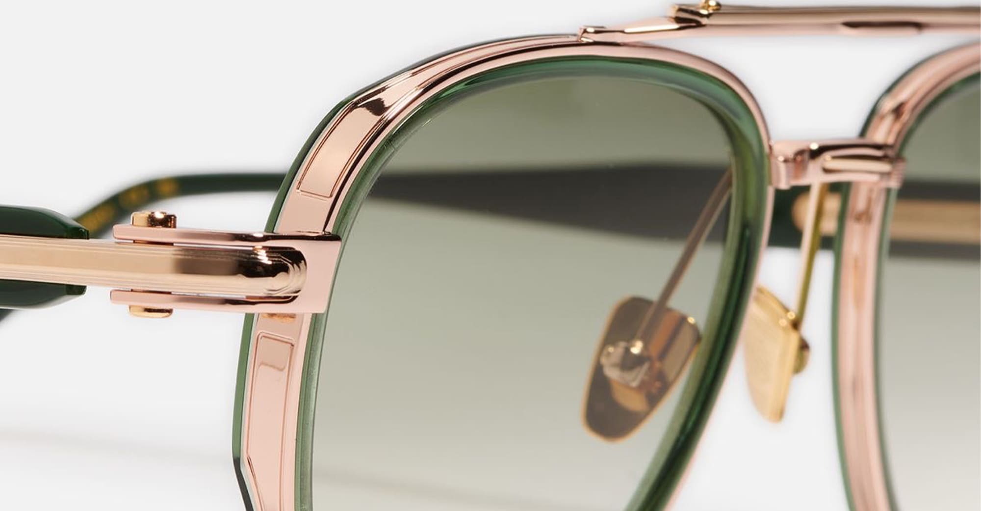 Ottica Mondello Roma - John Dalia - AKIRA-C432 - AKIRA - C432 Dark Green Translucid / Rose Gold - Metal - shape Aviator - green, gold - EYEWEAR - SUNGLASSES - Unisex,Uomo,Donna,Women,Men - lens Gradient green - Made In France