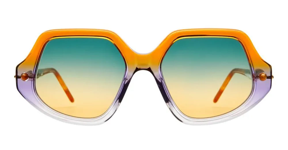 Ottica Mondello Roma - Kuboraum - KRSP20GRO00000GO - MASK P20 GRO - GROOVY - Acetate - shape Squared - transparent red, brown, purple - EYEWEAR - SUNGLASSES - Donna,Women - lens Gradient green - Made In Italy