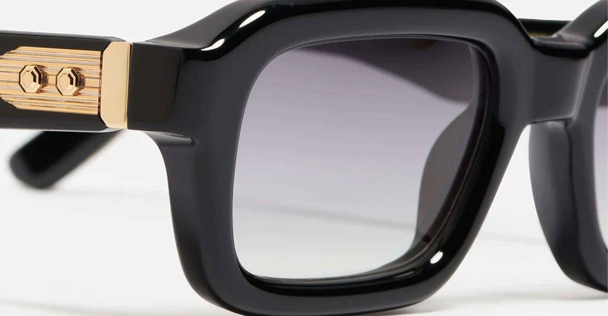 Ottica Mondello Roma - John Dalia - P15-C600 - PROJECT 15 -  C600 Shiny Black / Yellow Gold - Acetate - shape Rectangular - Black, gold - EYEWEAR - SUNGLASSES - Unisex,Uomo,Donna,Women,Men - lens Gradient grey - Made In France