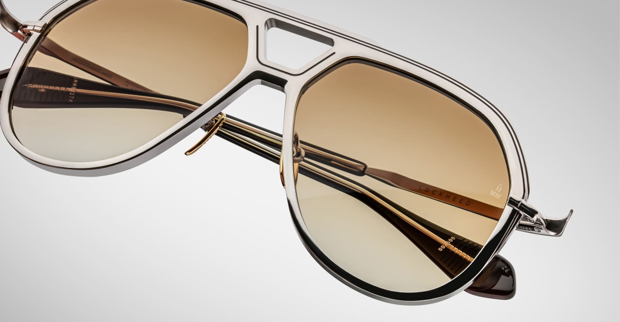 Ottica Mondello Roma - Jacques Marie Mage - JMMEK-17K - LOCKHEED - AUTUMN - Titanium - shape Aviator - Silver - EYEWEAR - SUNGLASSES - Uomo,Men - lens Gradient brown - Made In Japan