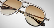Ottica Mondello Roma - Jacques Marie Mage - JMMEK-17K - LOCKHEED - AUTUMN - Titanium - shape Aviator - Silver - EYEWEAR - SUNGLASSES - Uomo,Men - lens Gradient brown - Made In Japan