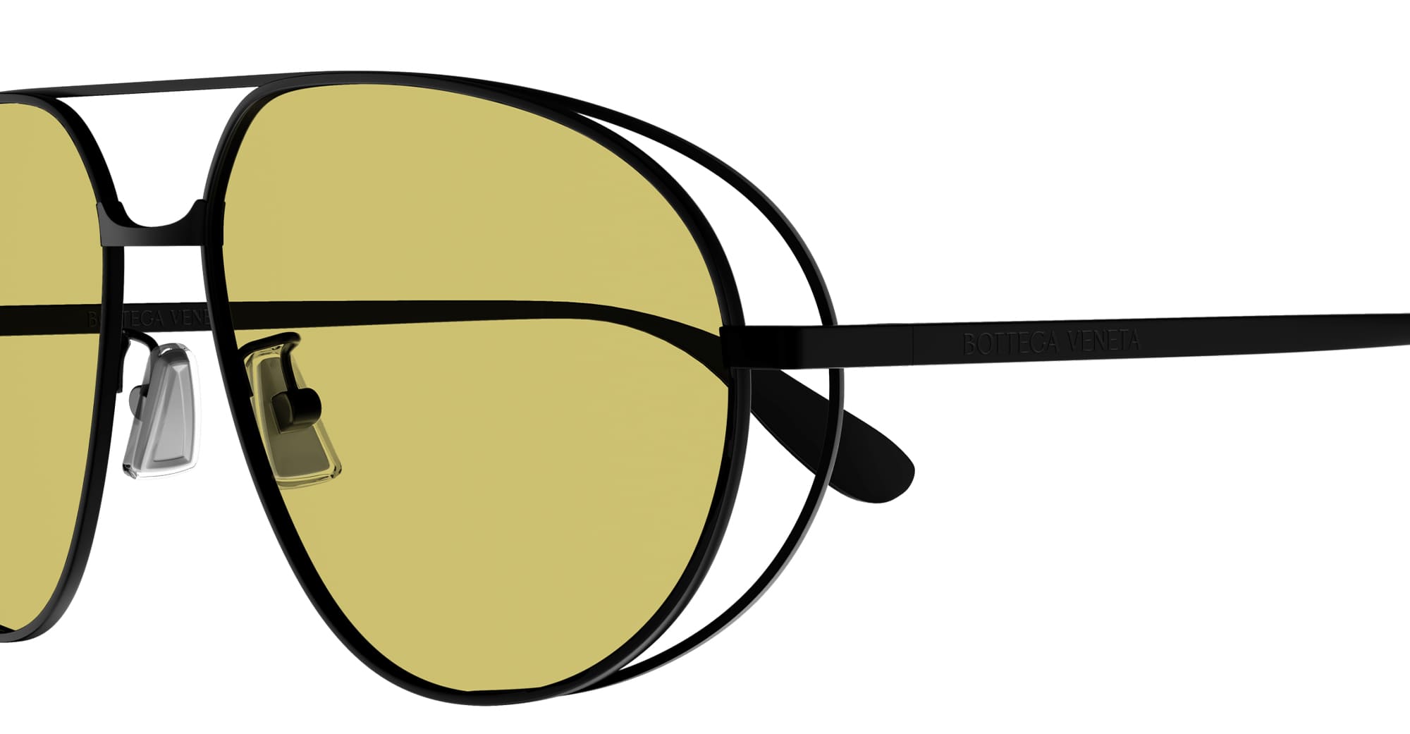 Ottica Mondello Roma - Bottega Veneta - BV1344S-002 - BV1344S-002 - BLACK - Metal - shape Pilot - Black - EYEWEAR - SUNGLASSES - Unisex,Uomo,Donna,Women,Men - lens yellow - Made In Japan